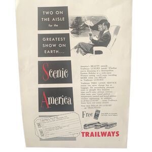 Vintage 1959 Trailways Scenic America Ad Advertisement